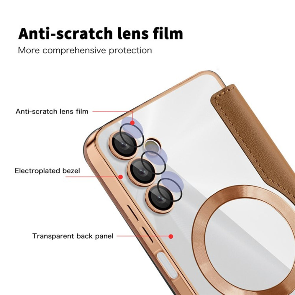 Etui MagSafe do Samsung Galaxy A05s A057, Techsuit, SmartMag Book, Brązowy
