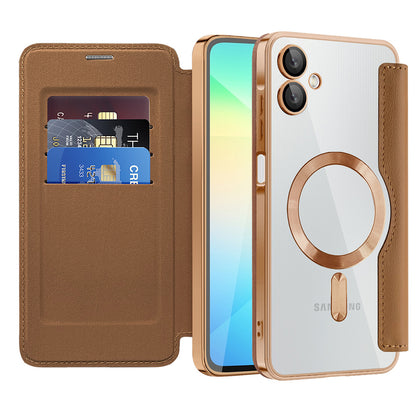 Etui MagSafe do Samsung Galaxy A06 A065, Techsuit, SmartMag Book, Brązowy