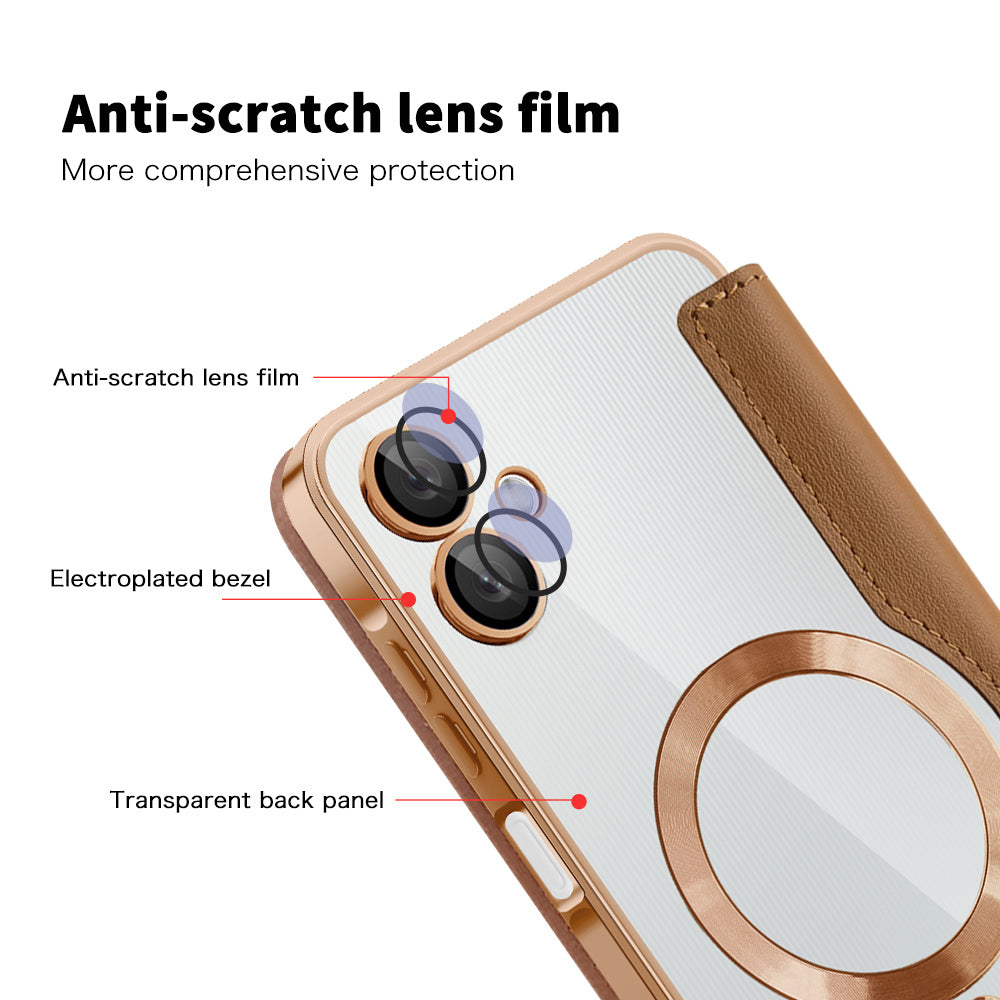 Etui MagSafe do Samsung Galaxy A06 A065, Techsuit, SmartMag Book, Brązowy