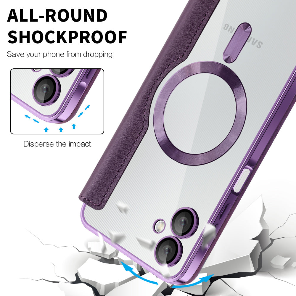 Etui MagSafe do Samsung Galaxy A06 A065, Techsuit, SmartMag Book, Fioletowy