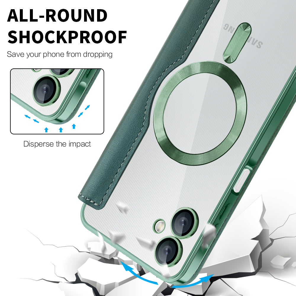 MagSafe Case for Samsung Galaxy A06 A065, Techsuit, SmartMag Book, Green
