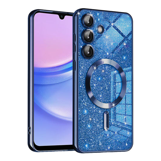 Etui MagSafe do Samsung Galaxy A15 5G A156 / A15 A155, Techsuit, Luxury Glitter, Ciemnoniebieskie