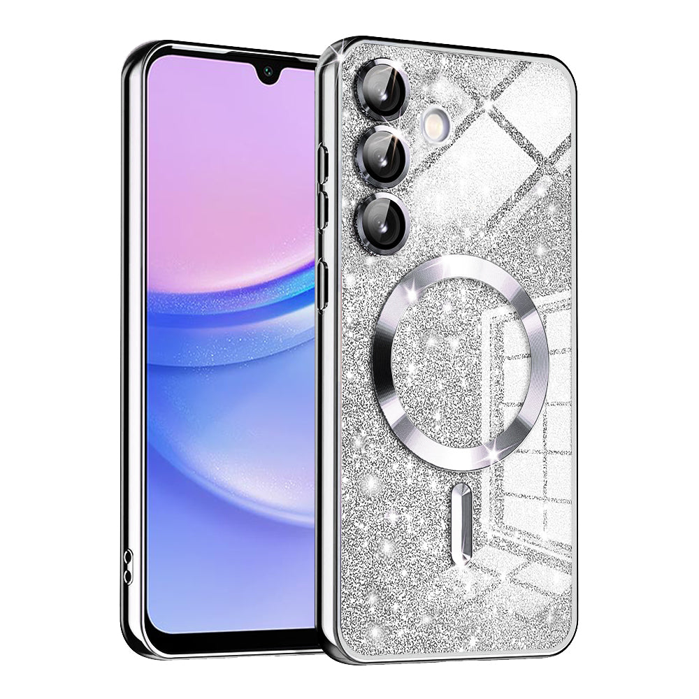 Etui MagSafe do Samsung Galaxy A15 5G A156 / A15 A155, Techsuit, Luxury Glitter, Srebrne