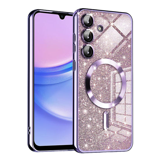 Etui MagSafe do Samsung Galaxy A15 5G A156 / A15 A155, Techsuit, Luxury Glitter, Jasny fiolet