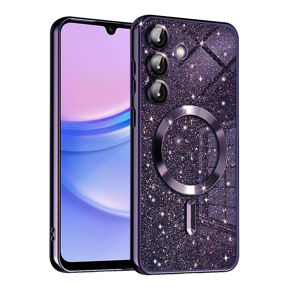 Etui MagSafe do Samsung Galaxy A15 5G A156 / A15 A155, Techsuit, Luxury Glitter, Ciemny Fiolet