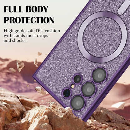 Etui MagSafe do Samsung Galaxy A15 5G A156 / A15 A155, Techsuit, Luxury Glitter, Ciemny Fiolet