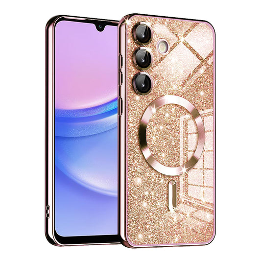 Etui MagSafe do Samsung Galaxy A15 5G A156 / A15 A155, Techsuit, Luxury Glitter, Różowo-Złote