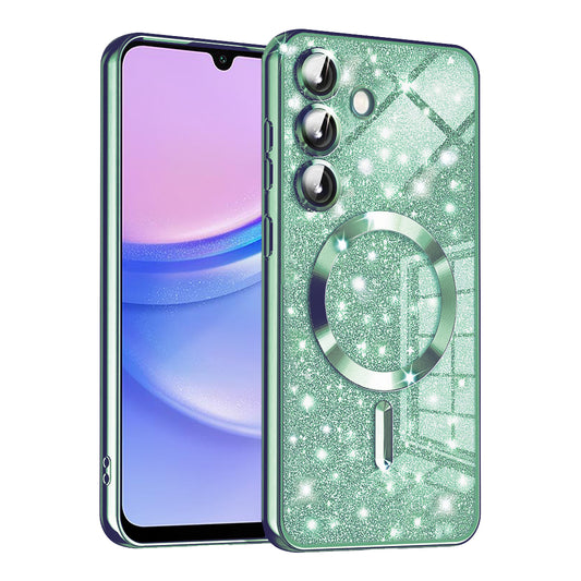 Etui MagSafe do Samsung Galaxy A15 5G A156 / A15 A155, Techsuit, Luxury Glitter, Jasnozielony