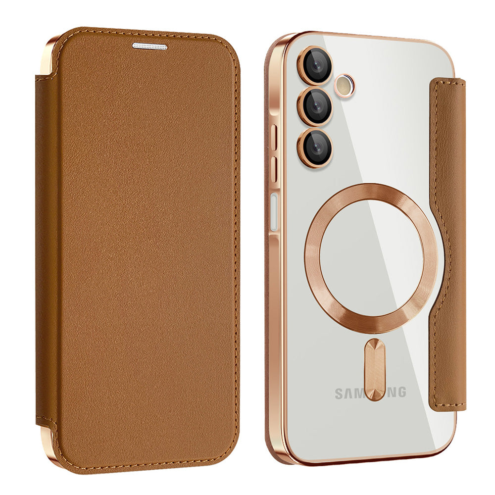 MagSafe Case for Samsung Galaxy A15 5G A156 / A15 A155, Techsuit, SmartMag Book, Brown