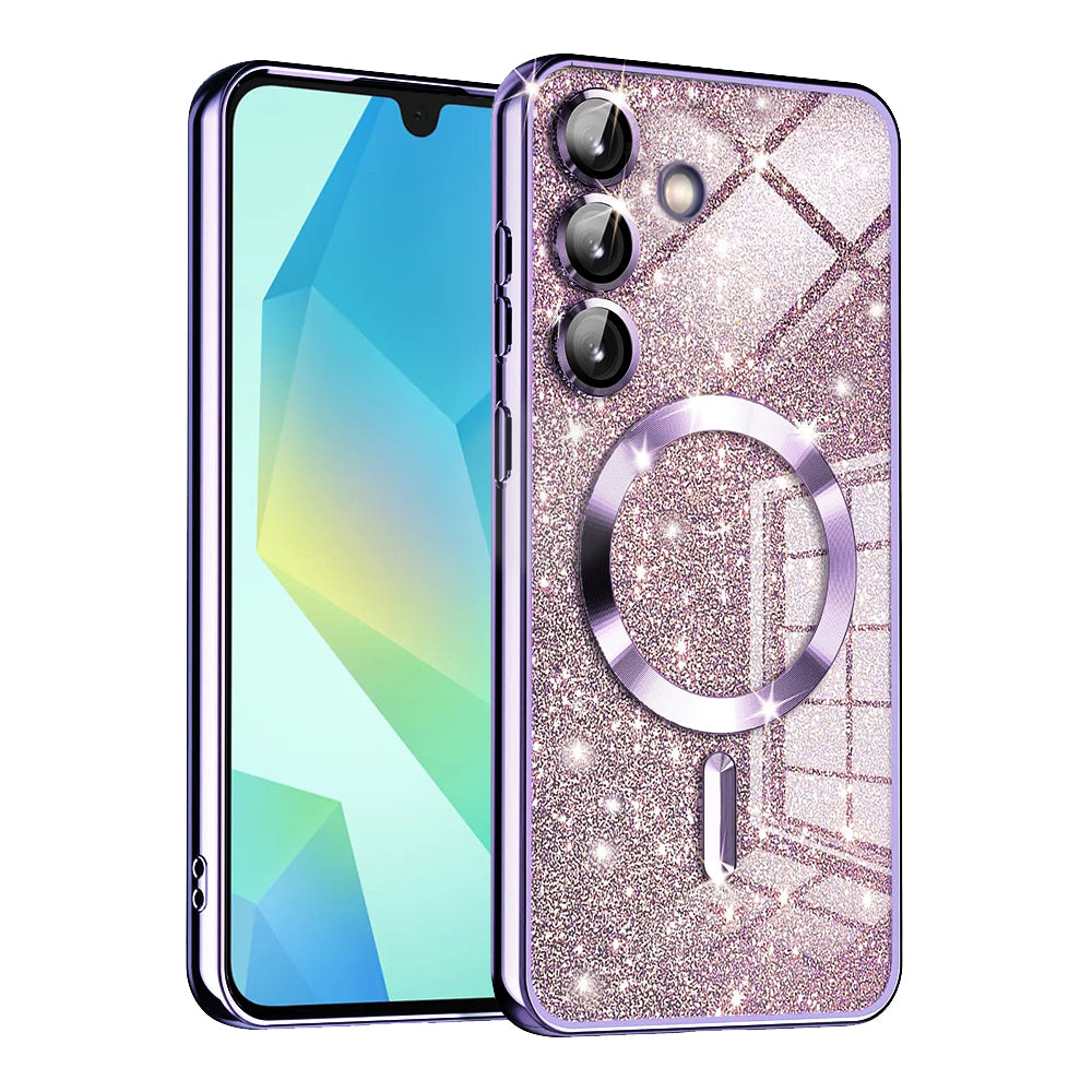 Etui MagSafe do Samsung Galaxy A16 5G A166 / A16 4G A165, Techsuit, Luxury Glitter, Jasny fiolet