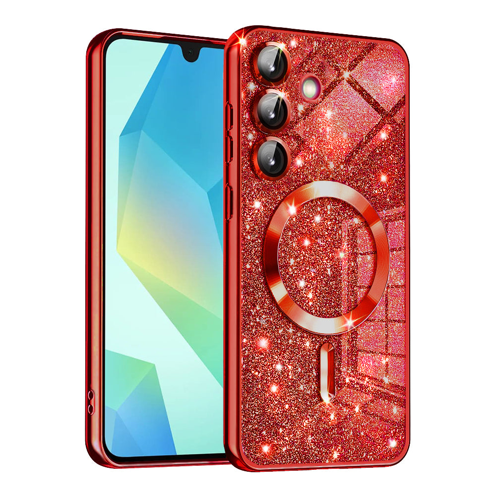 Etui MagSafe do Samsung Galaxy A16 5G A166 / A16 4G A165, Techsuit, Luxury Glitter, Czerwony