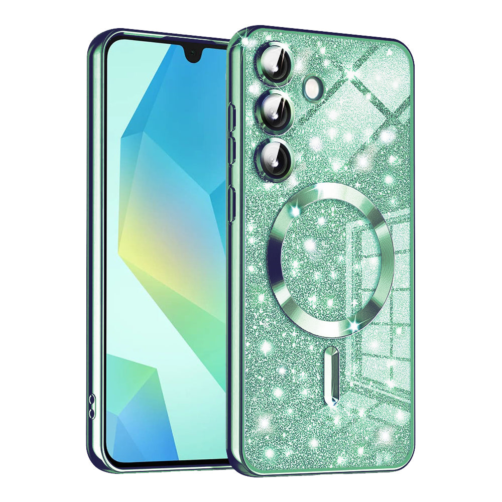 Etui MagSafe do Samsung Galaxy A16 5G A166 / A16 4G A165, Techsuit, Luxury Glitter, Jasnozielony