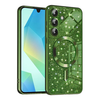 MagSafe Case for Samsung Galaxy A16 5G A166 / A16 4G A165, Techsuit, Luxury Glitter, Dark Green