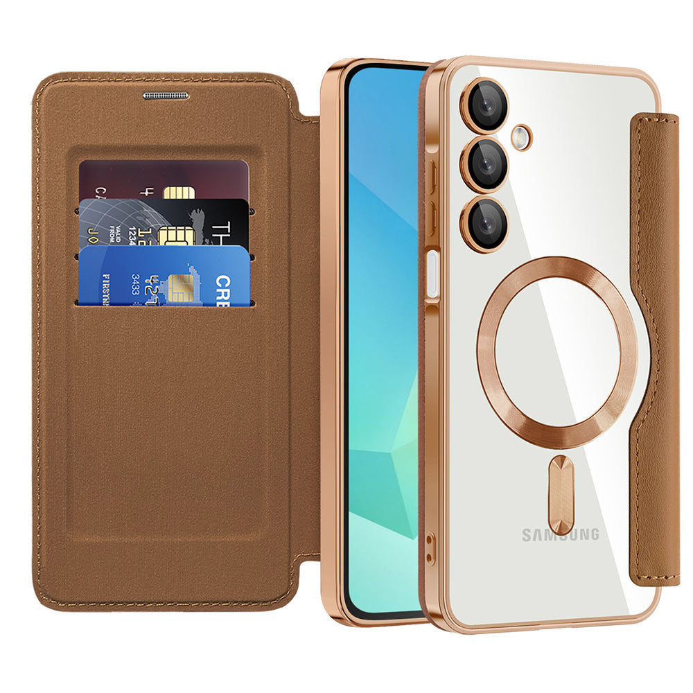 Etui MagSafe do Samsung Galaxy A16 5G A166 / A16 4G A165, Techsuit, SmartMag Book, Brązowy