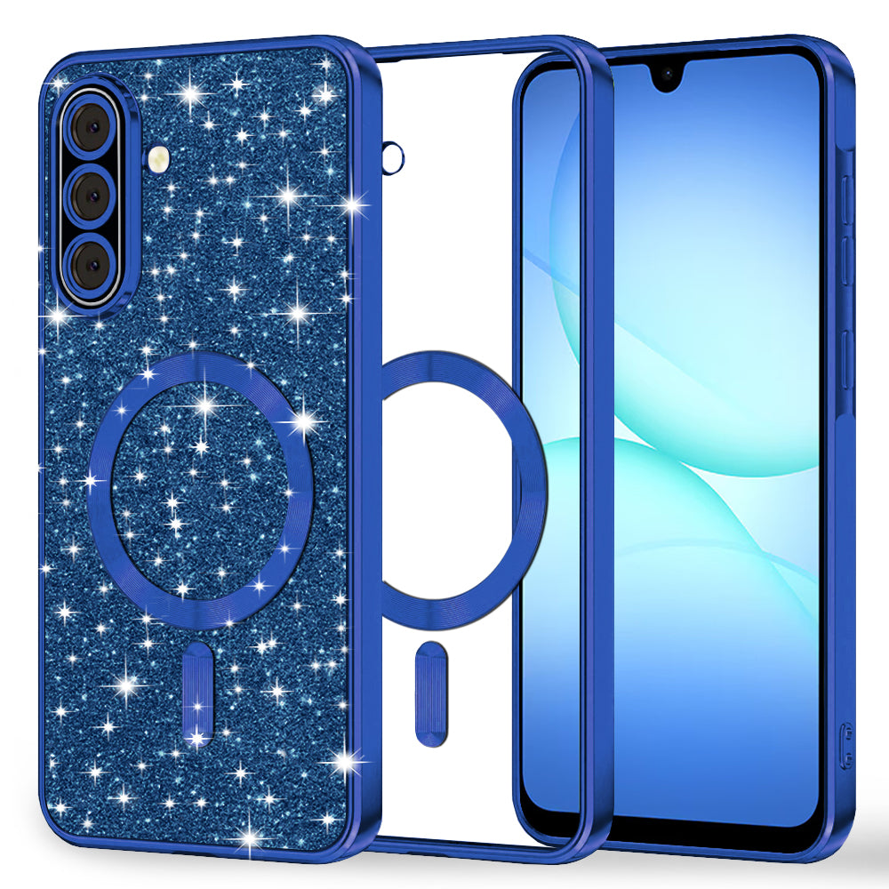 Etui MagSafe do Samsung Galaxy A17 4G / A17 5G, Techsuit, Luxury Glitter, Ciemnoniebieskie