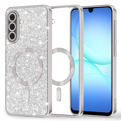 Etui MagSafe do Samsung Galaxy A17 4G / A17 5G, Techsuit, Luxury Glitter, Srebrne