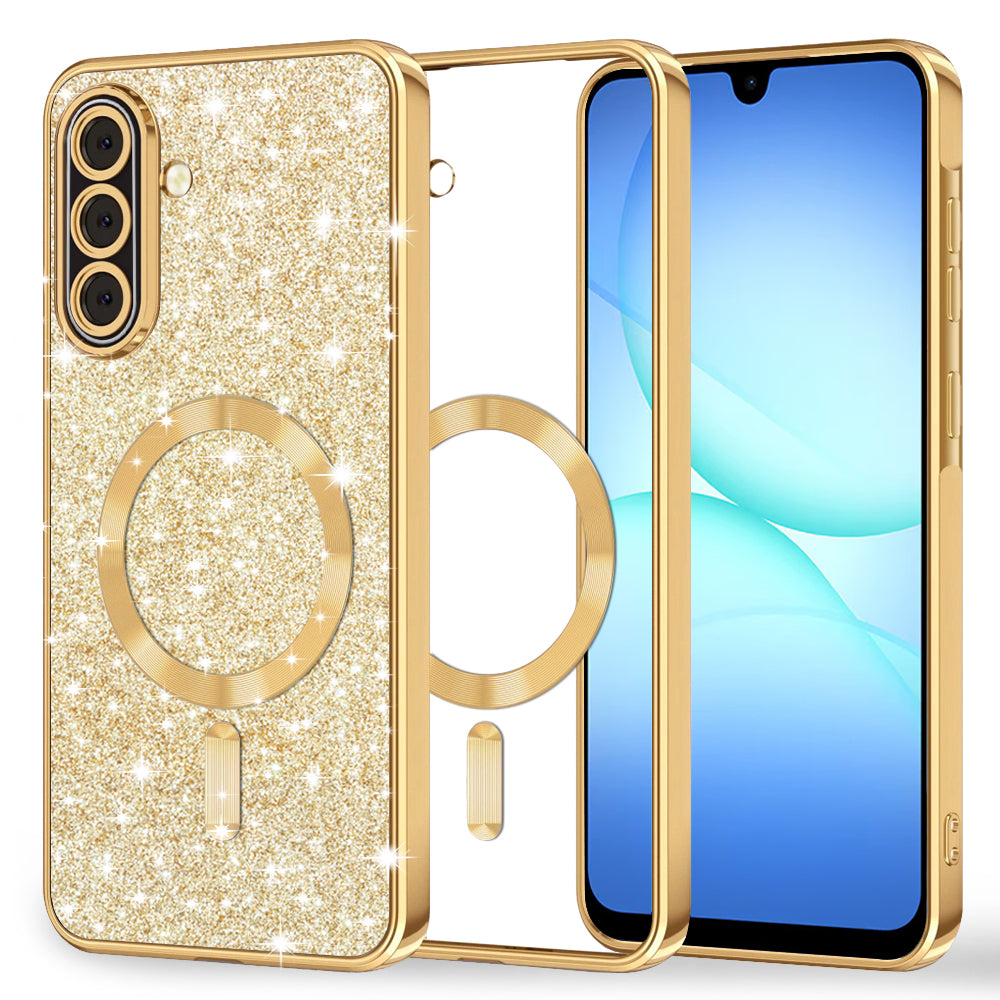 Etui MagSafe do Samsung Galaxy A17 4G / A17 5G, Techsuit, Luxury Glitter, Złote