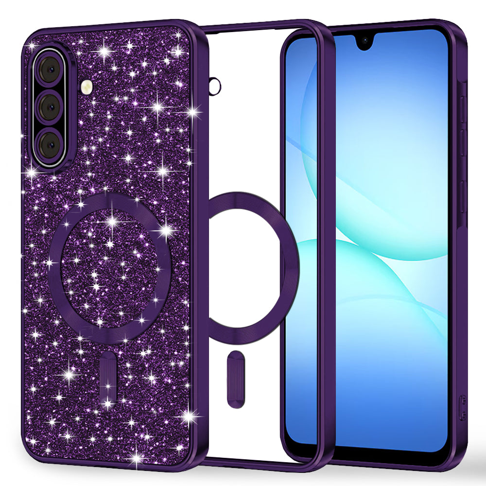 Etui MagSafe do Samsung Galaxy A17 4G / A17 5G, Techsuit, Luxury Glitter, Ciemny Fiolet