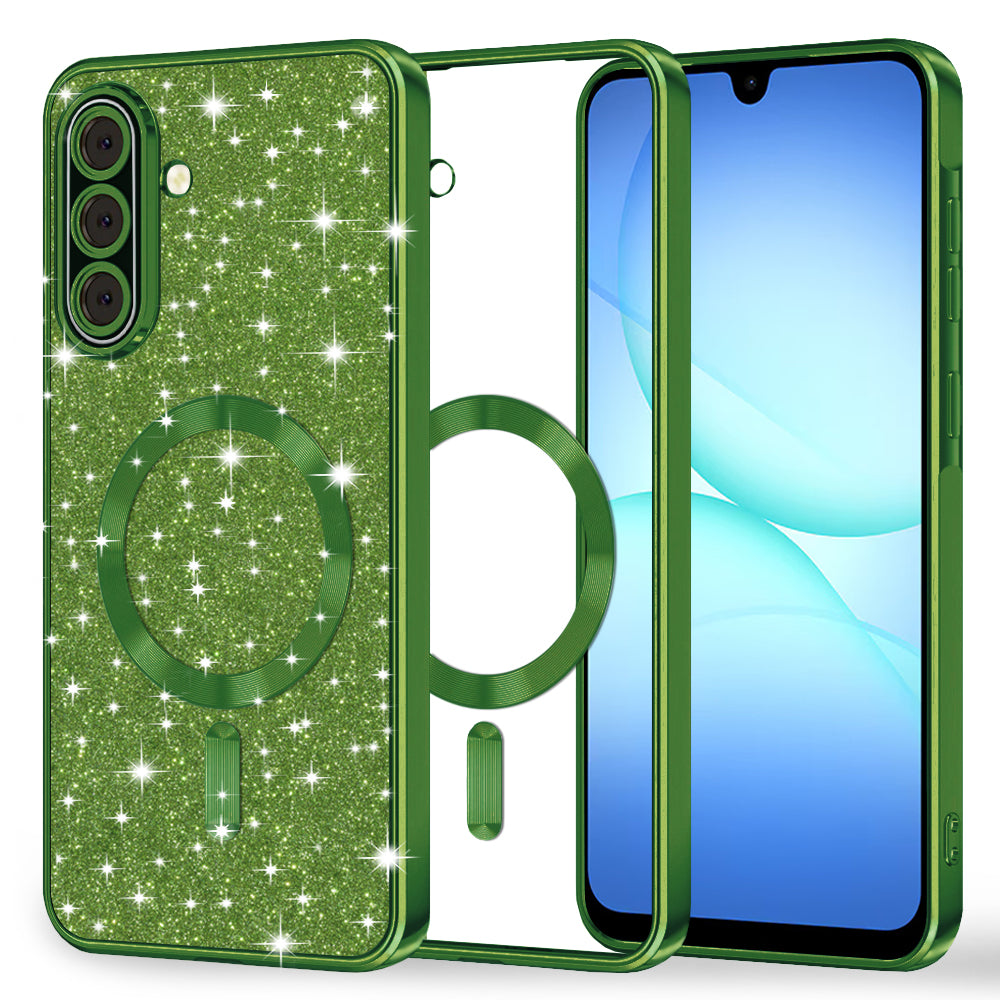 Etui MagSafe do Samsung Galaxy A17 4G / A17 5G, Techsuit, Luxury Glitter, Ciemnozielony