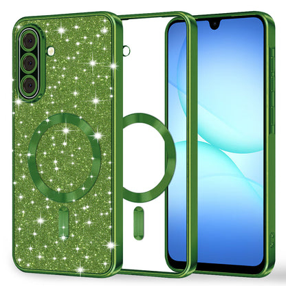 Etui MagSafe do Samsung Galaxy A17 4G / A17 5G, Techsuit, Luxury Glitter, Ciemnozielony