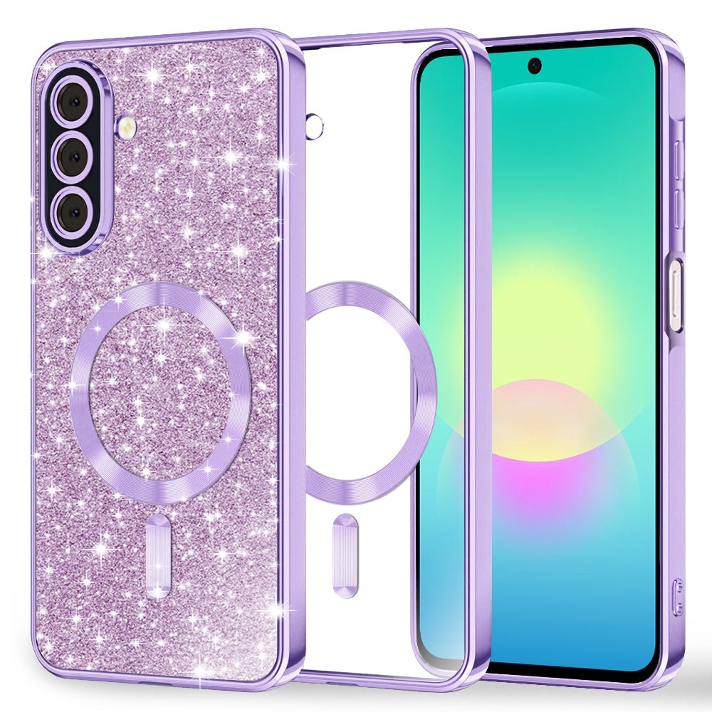 Etui MagSafe do Samsung Galaxy A27 5G, Techsuit, Luxury Glitter, Jasny Fiolet