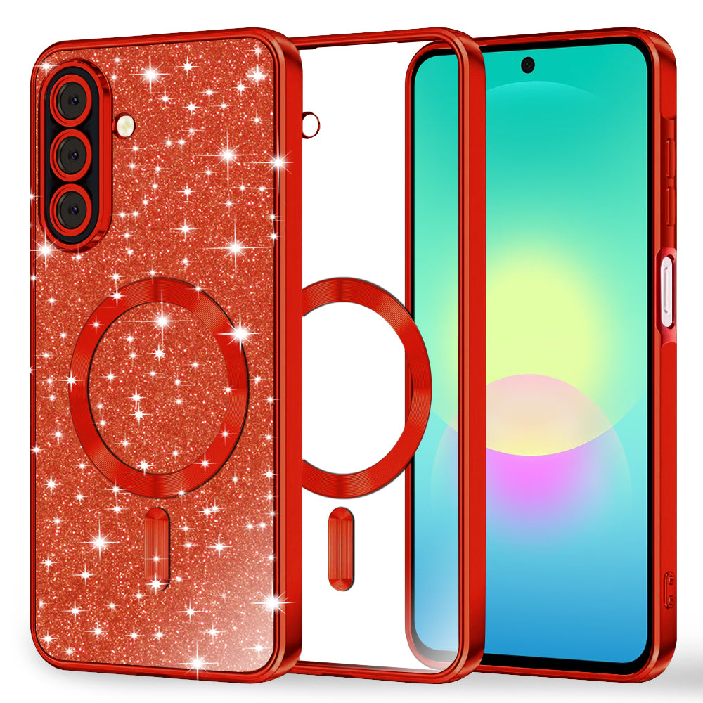 Etui MagSafe do Samsung Galaxy A27 5G, Techsuit, Luxury Glitter, Czerwony