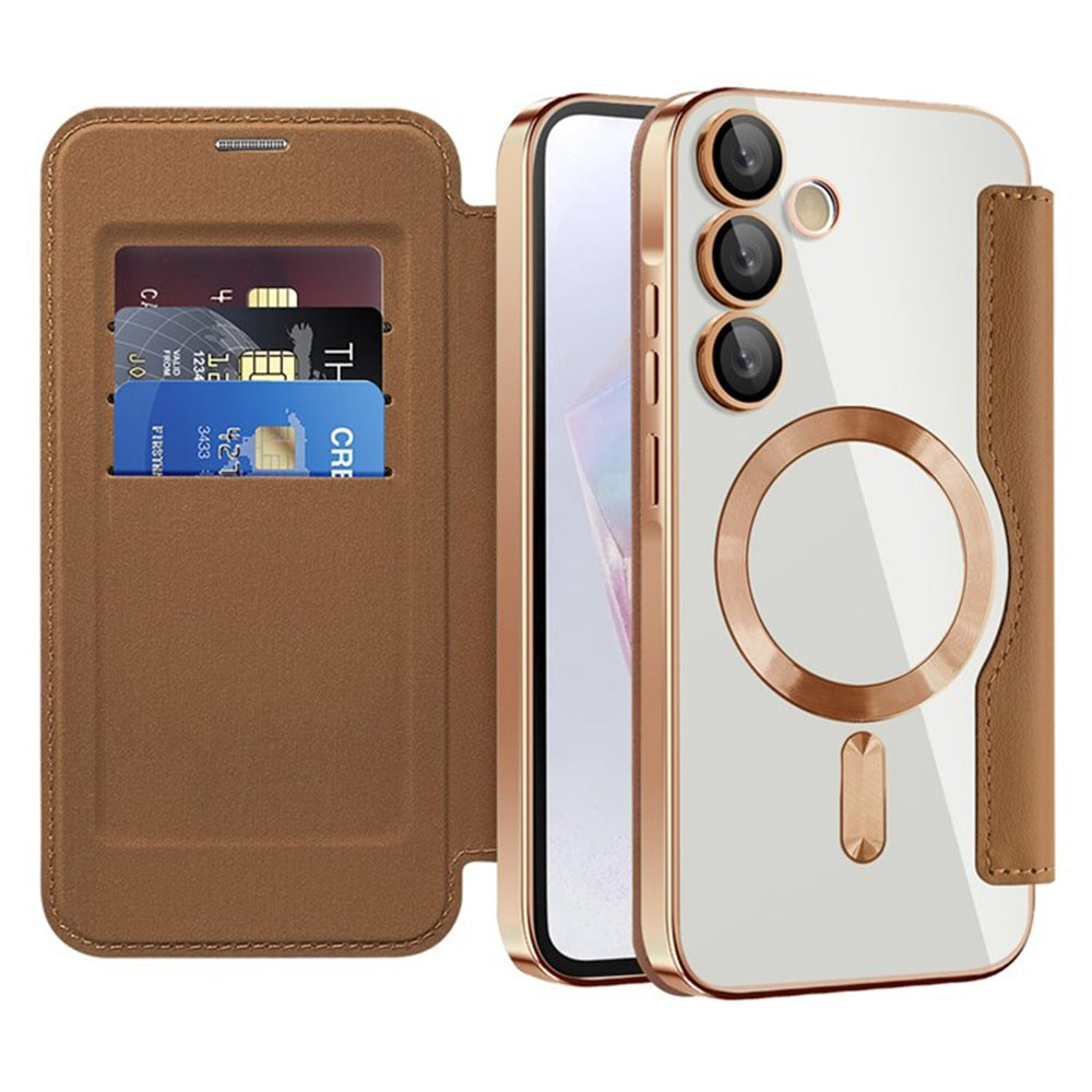 Etui MagSafe do Samsung Galaxy A35 5G A356, Techsuit, SmartMag Book, Brązowy