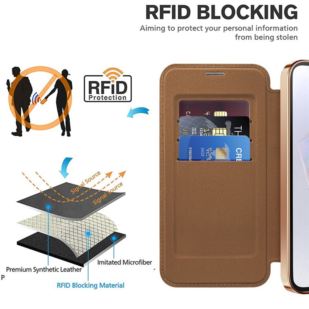 Etui MagSafe do Samsung Galaxy A35 5G A356, Techsuit, SmartMag Book, Brązowy