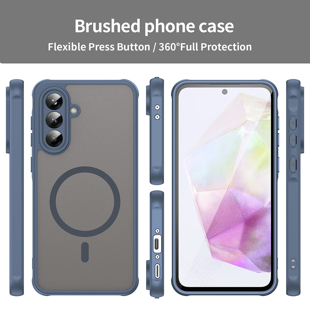 MagSafe Case for Samsung Galaxy A36 A366, Techsuit, HaloFrost II, Navy Blue