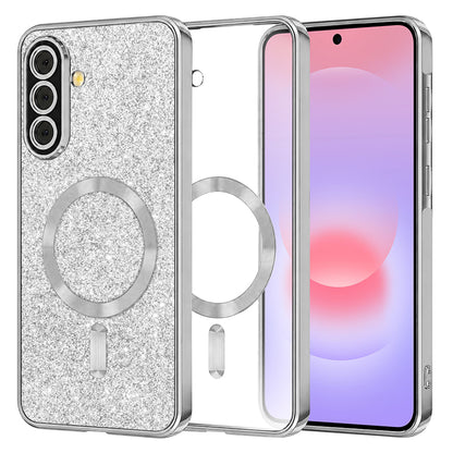 Etui MagSafe do Samsung Galaxy A37 5G, Techsuit, Luxury Glitter, Srebrne