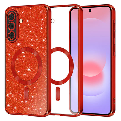 Etui MagSafe do Samsung Galaxy A37 5G, Techsuit, Luxury Glitter, Czerwony