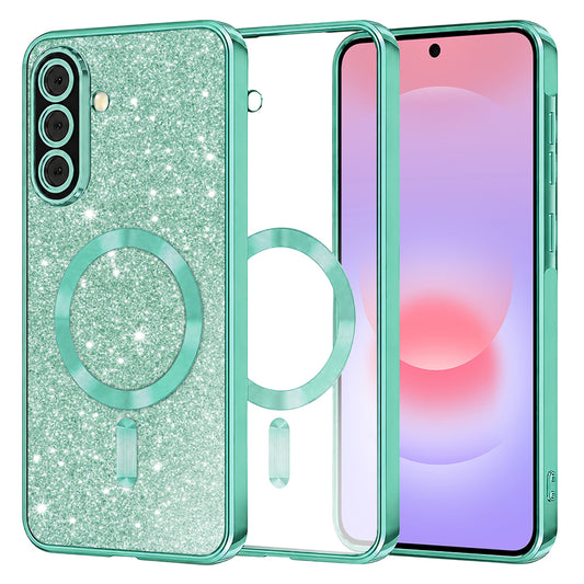 MagSafe Case for Samsung Galaxy A37 5G, Techsuit, Luxury Glitter, Light Green