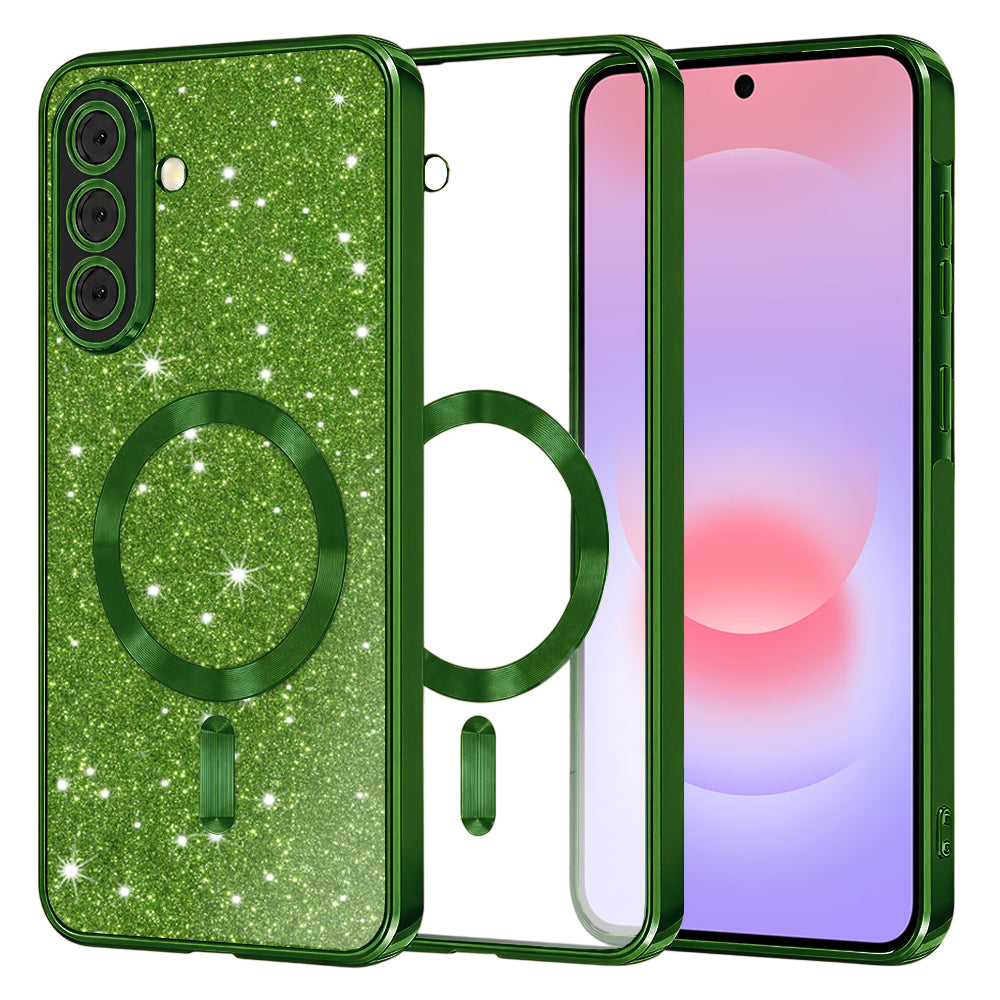 Etui MagSafe do Samsung Galaxy A37 5G, Techsuit, Luxury Glitter, Ciemnozielony