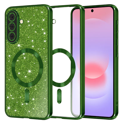 Etui MagSafe do Samsung Galaxy A37 5G, Techsuit, Luxury Glitter, Ciemnozielony