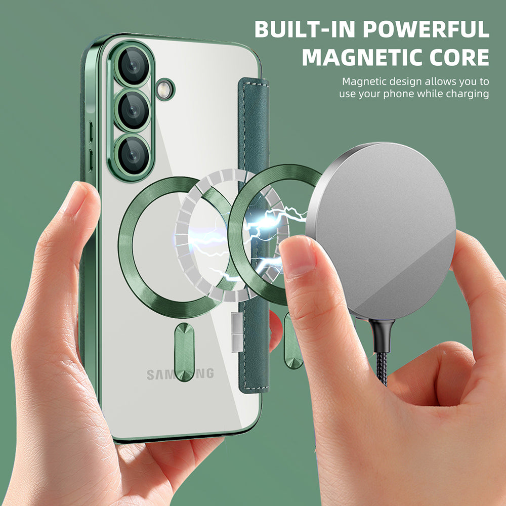 Etui MagSafe dla Samsung Galaxy A37 5G, Techsuit, SmartMag Book, Zielony