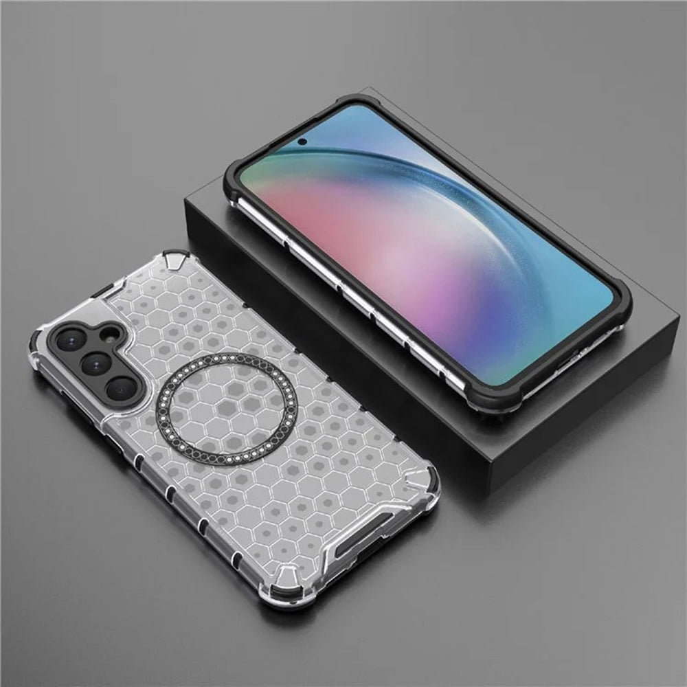 Etui MagSafe do Samsung Galaxy A55 5G A556, Techsuit, HoneyComb Shield, Białe