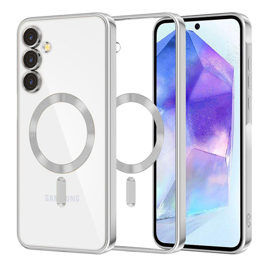 Etui MagSafe do Samsung Galaxy A55 5G A556, Techsuit, Luxury Crystal, Srebrne