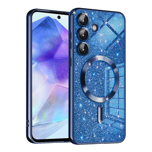 Etui MagSafe do Samsung Galaxy A55 5G A556, Techsuit, Luxury Glitter, Ciemnoniebieskie