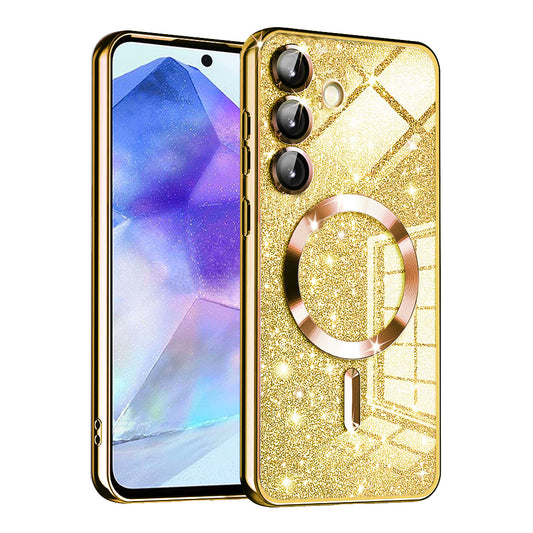 Etui MagSafe do Samsung Galaxy A55 5G A556, Techsuit, Luxury Glitter, Złote