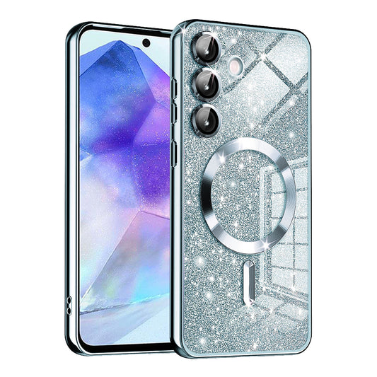 Etui MagSafe do Samsung Galaxy A55 5G A556, Techsuit, Luxury Glitter, Bleu
