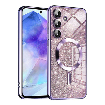 Etui MagSafe do Samsung Galaxy A55 5G A556, Techsuit, Luxury Glitter, Jasny fiolet