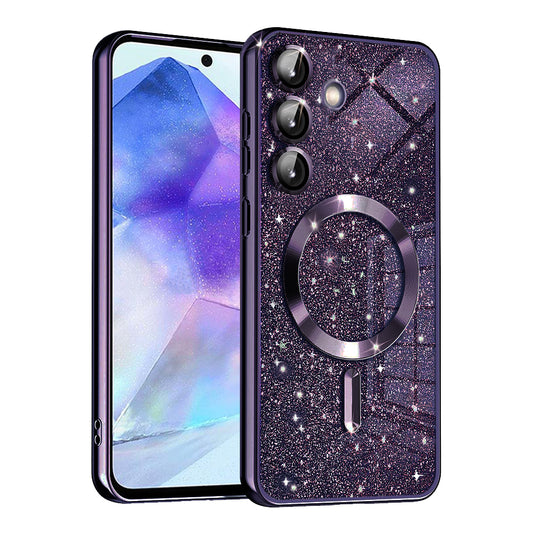 Etui MagSafe do Samsung Galaxy A55 5G A556, Techsuit, Luxury Glitter, Ciemny Fiolet