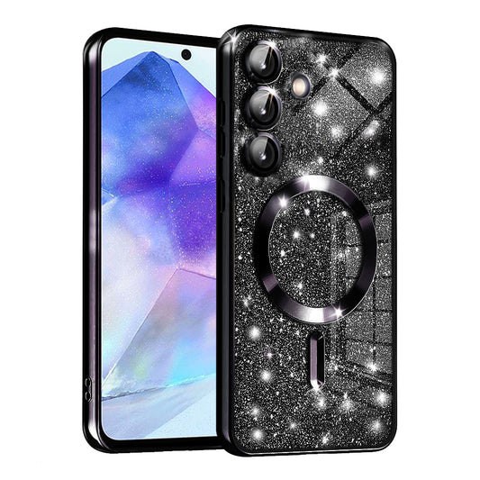 Etui MagSafe do Samsung Galaxy A55 5G A556, Techsuit, Luxury Glitter, czarne
