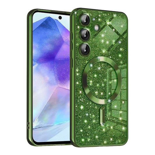 Etui MagSafe do Samsung Galaxy A55 5G A556, Techsuit, Luxury Glitter, Ciemnozielony