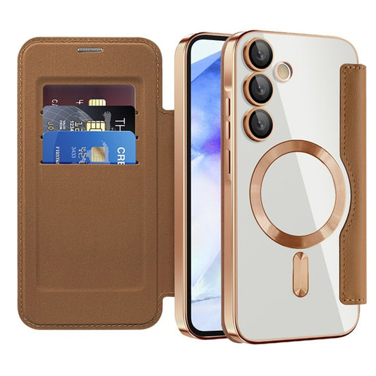 Etui MagSafe do Samsung Galaxy A55 5G A556, Techsuit, SmartMag Book, Brązowy