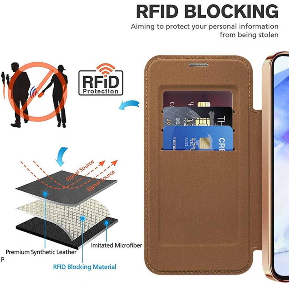 MagSafe Case for Samsung Galaxy A55 5G A556, Techsuit, SmartMag Book, Brown