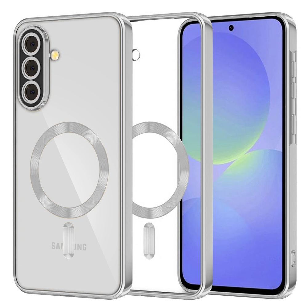 Etui MagSafe do Samsung Galaxy A56 A566 / A36 A366, Techsuit, Luxury Crystal, Srebrne