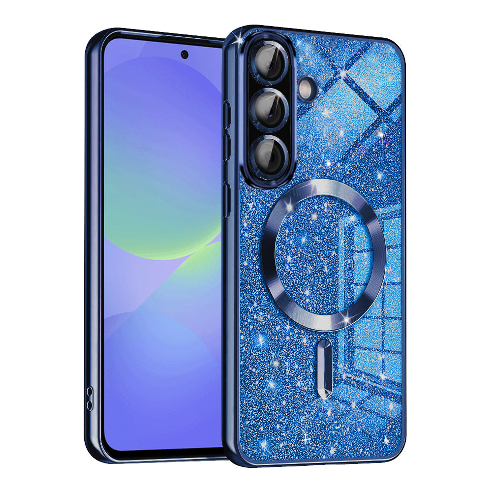 Etui MagSafe do Samsung Galaxy A56 A566 / A36 A366, Techsuit, Luxury Glitter, Ciemnoniebieskie