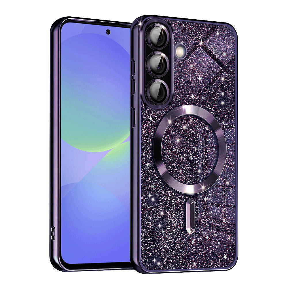 Etui MagSafe do Samsung Galaxy A56 A566 / A36 A366, Techsuit, Luxury Glitter, Ciemny Fiolet
