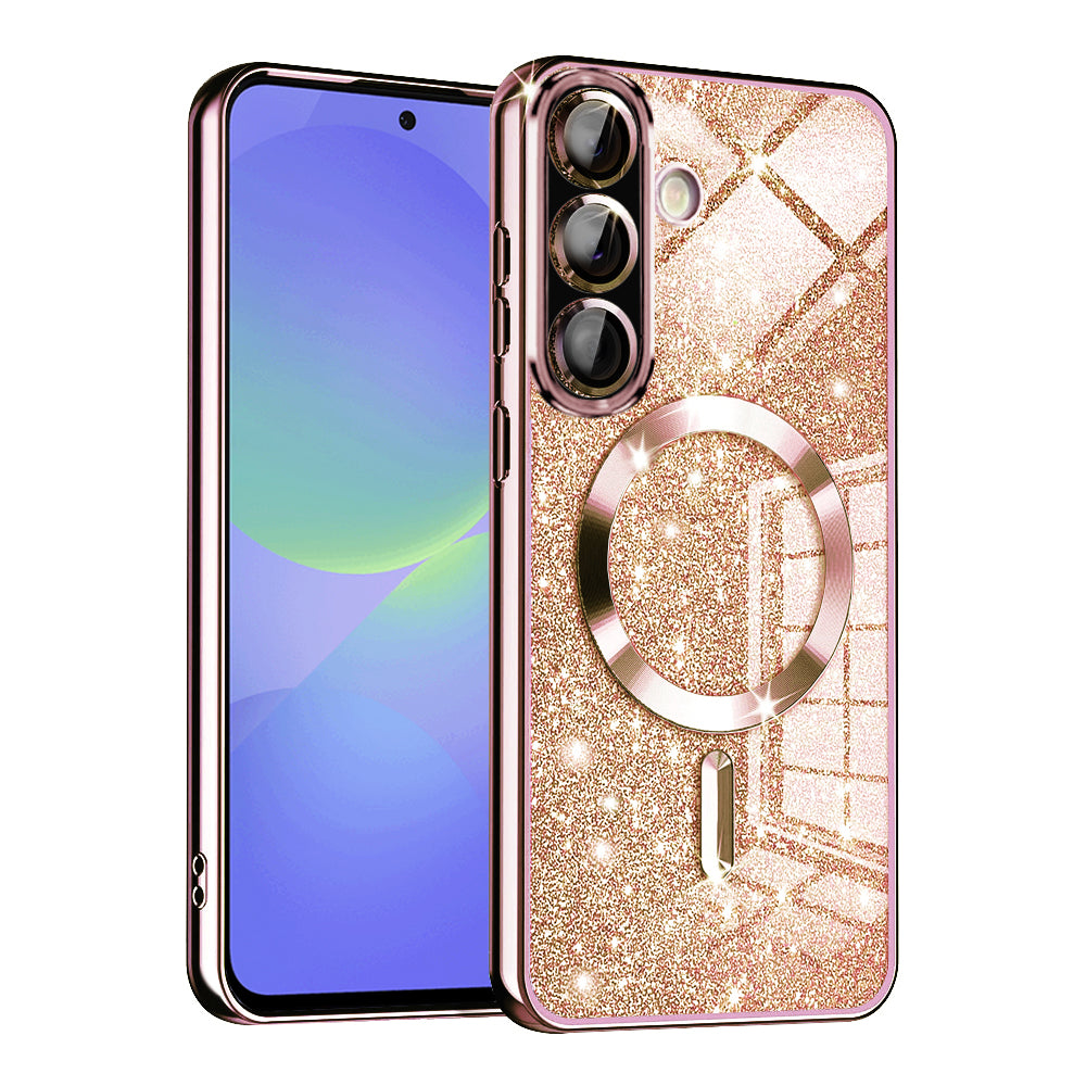 Etui MagSafe do Samsung Galaxy A56 A566 / A36 A366, Techsuit, Luxury Glitter, Różowo-Złote